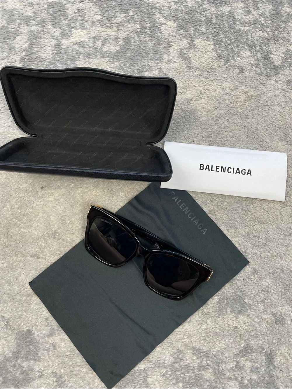 New Balenciaga BB0102SA Square Sunglasses Havana